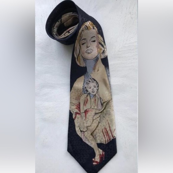 FloRence & K Other - Vintage FloRence Silk Artistic Black and Cream Tie